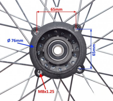 Roata completa spate, janta 1.85x14" moto cross 125cc, culoare negru [4]
