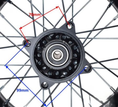Roata completa spate, janta 1.85-12" moto cross  negru [2]