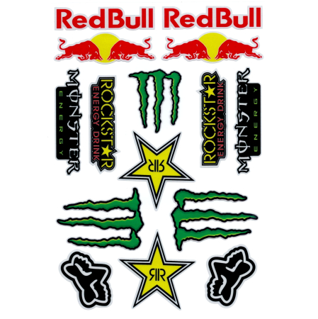Abtibilde / Stickere - Set autocolant Monster redbull pe folie, stikere moto
