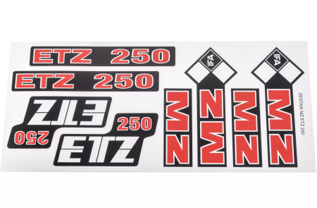 Abtibilde / Stickere - Set autocolant MZ ETZ pe folie, stikere moto  cross enduro - Copie