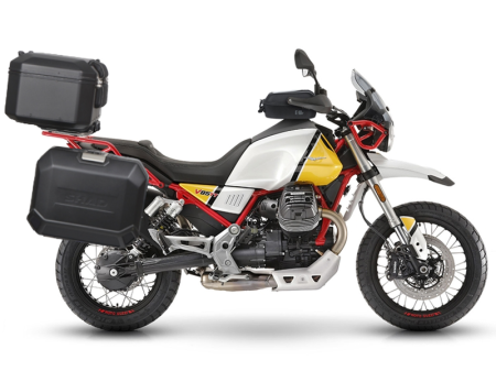 TRANSPORT & DEPOZITARE - Set complet cutii aluminiu Shad Terra, 48L topcase 36L / 47L side cases,include placa si kit montare SHAD MOTO GUZZI V 85 TT