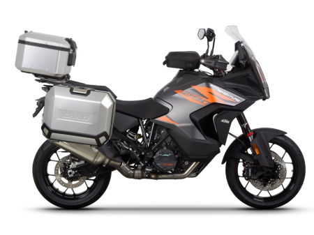 TRANSPORT & DEPOZITARE - Set complet de cutii aluminiu SHAD TERRA, 48L cutie centrala si 36L / 47L cutii laterale, incluzand set de montaj si placa SHAD KTM Super Adventure 1290 (R, S)