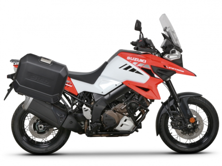 TRANSPORT & DEPOZITARE - Set complet de cutii de aluminiu 47L / 47L SHAD TERRA NEGRU, incluzand kit montaj SHAD SUZUKI DL 1000 V-Strom/ DL 1050 V-Strom