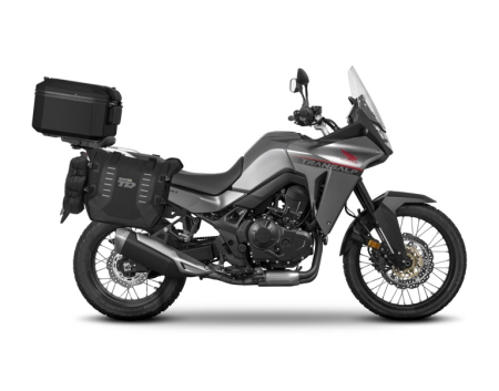 TRANSPORT & DEPOZITARE - Set of SHAD TERRA TR40 adventure saddlebags and SHAD TERRA aluminium top case TR55 PURE BLACK, including mounting kit SHAD HONDA TRANSALP 750