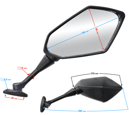 Set oglinzi moto prindere pe carena culoare negru omologate [1]