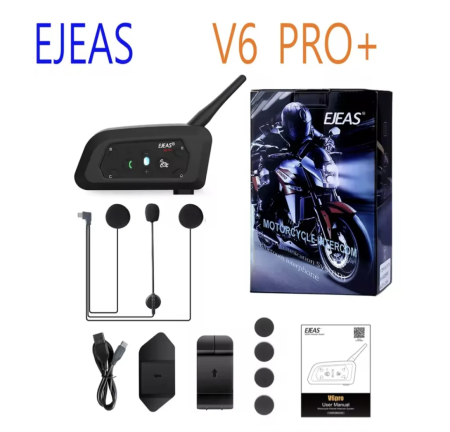 Sistem de comunicare moto EJEAS V6 Pro Plus 2025 - Bluetooth 5.1- 6 intercomuri - Waterproof IP67 - Încărcare USB-C [1]