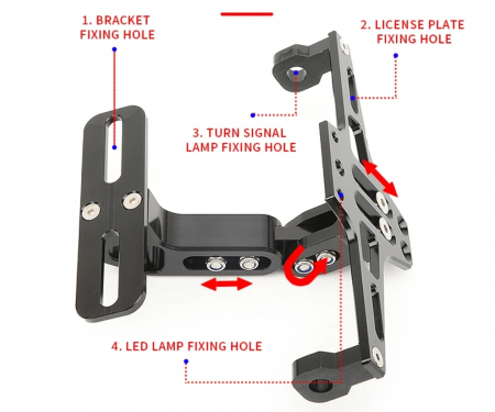 Suport numar moto reglabil aluminiu iluminat led scuter atv [2]