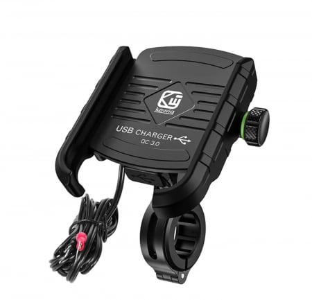 Suport telefon / GPS / bidon - Suport telefon moto cu încărcare usb fast charging