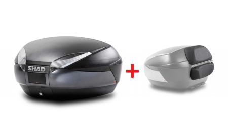 TRANSPORT & DEPOZITARE - Top case SHAD SH48 D0B48300+D0RI4800 Dark grey / black with PREMIUM SMART lock and backrest