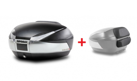 TRANSPORT & DEPOZITARE - Top case SHAD SH48 D0B48400+D0RI4800 New titanium with PREMIUM SMART lock and backrest