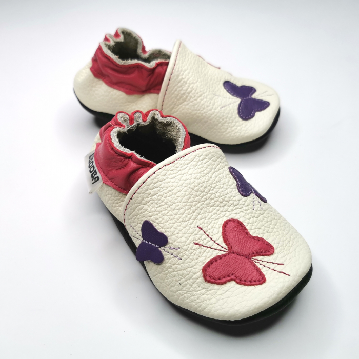 Botosei din piele naturala, cu Model FLUTURE ALB. [2]