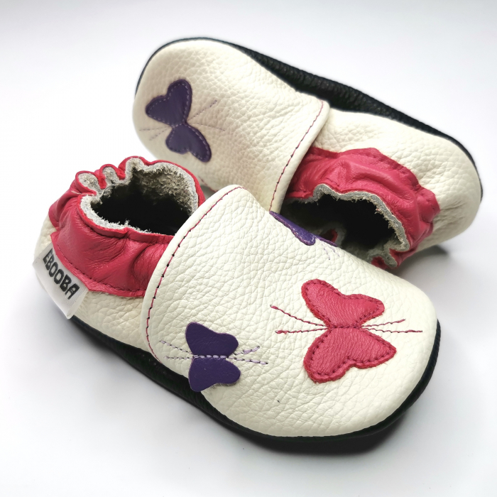 Botosei din piele naturala, cu Model FLUTURE ALB. [5]