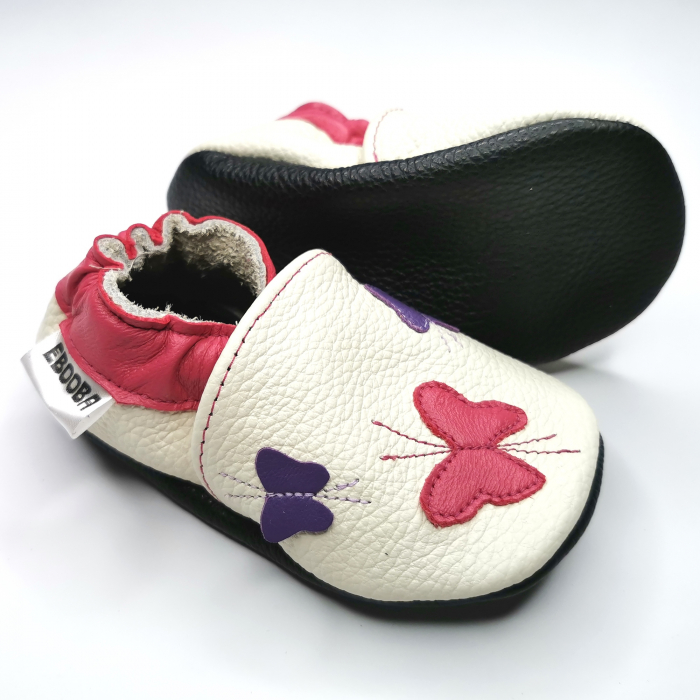 Botosei din piele naturala, cu Model FLUTURE ALB. [6]