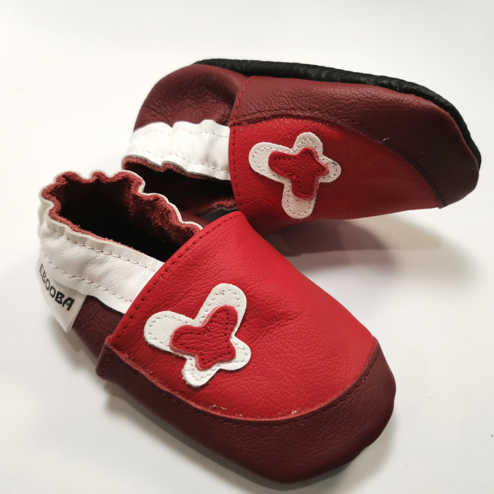 Botosei din piele naturala, cu Model FLUTURE ROSU. [1]