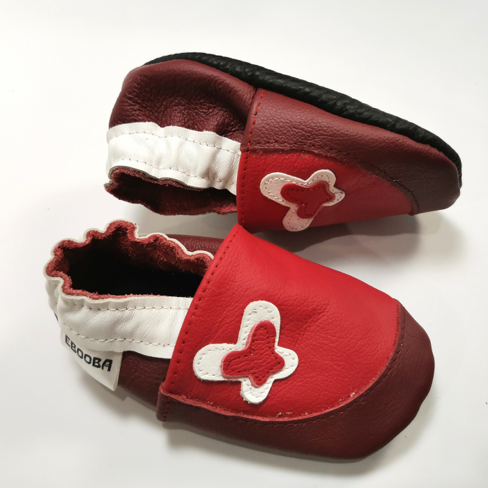 Botosei din piele naturala, cu Model FLUTURE ROSU. [8]