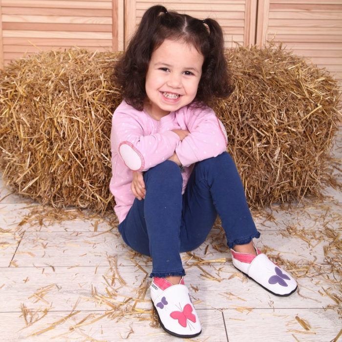 Botosei din piele naturala, cu Model FLUTURE ALB. [11]