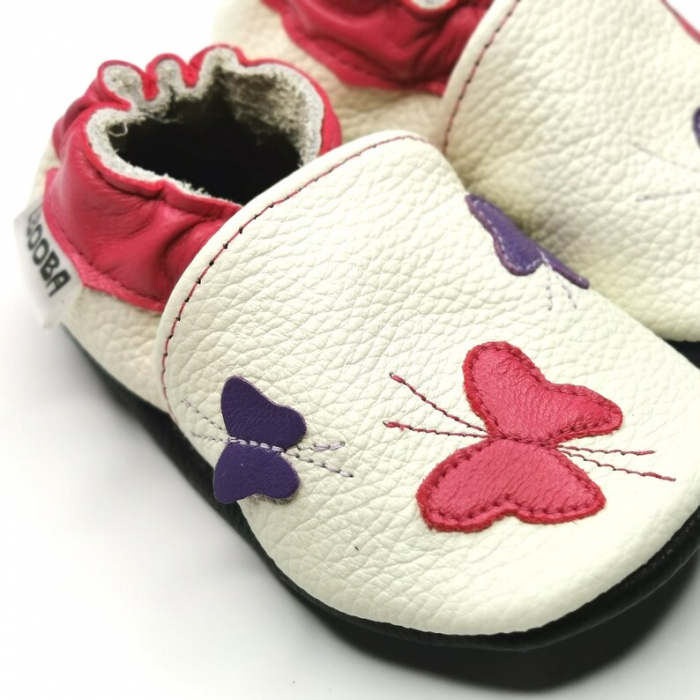 Botosei din piele naturala, cu Model FLUTURE ALB. [12]