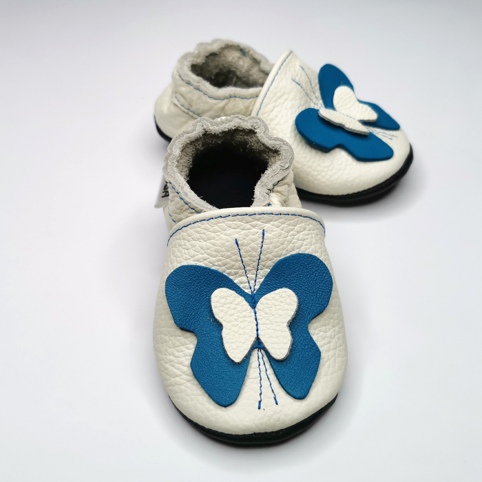 Botosei din piele naturala, cu Model FLUTURE 3D ALBASTRU [5]