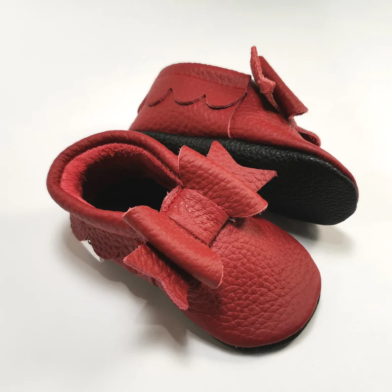 Botosei din piele naturala, cu Model FUNDITA ROSIE. [3]