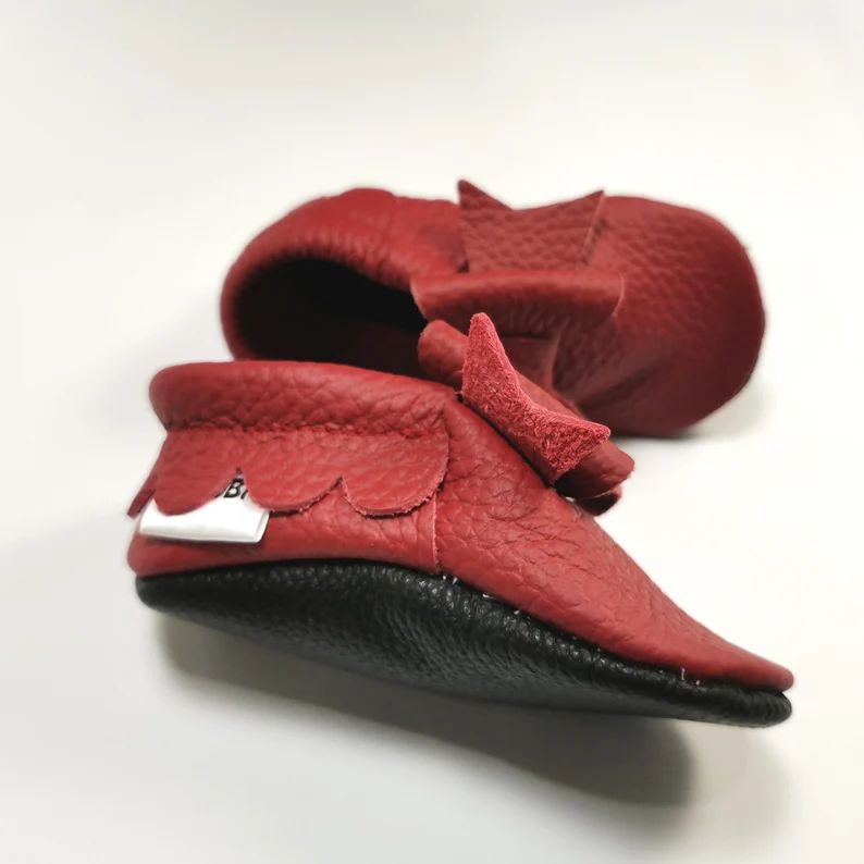 Botosei din piele naturala, cu Model FUNDITA ROSIE. [7]