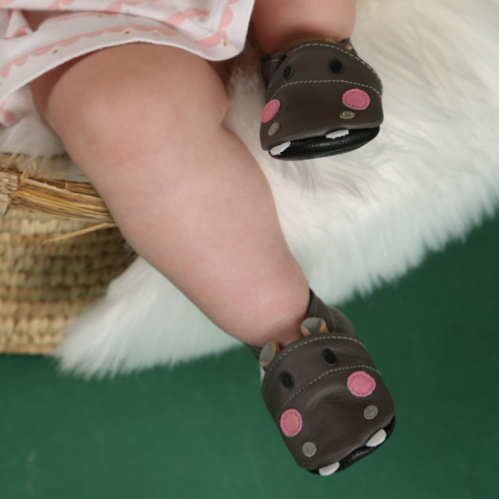 Botosei din piele naturala, cu Model HIPOPOTAM GRI. [2]