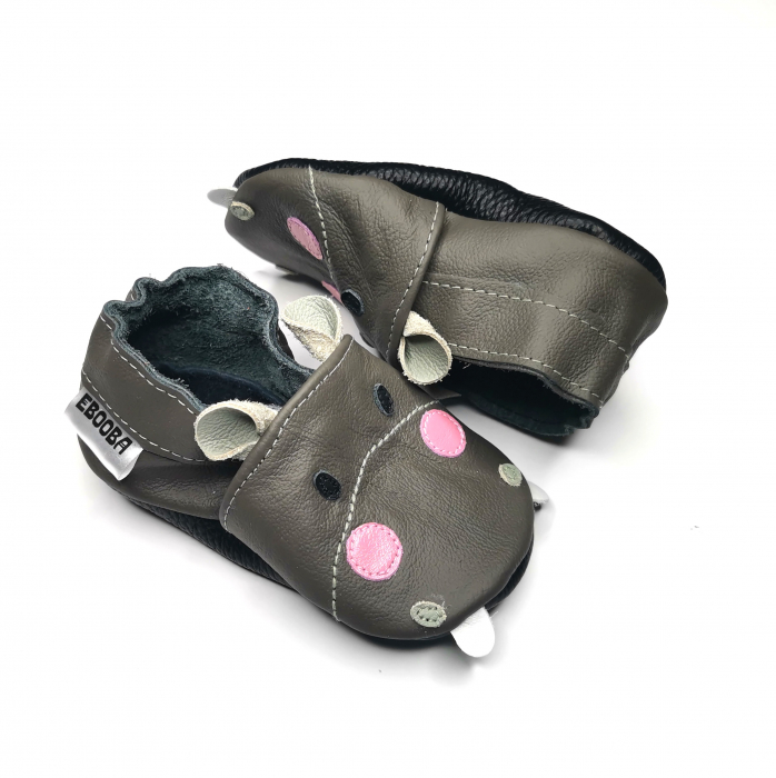 Botosei din piele naturala, cu Model HIPOPOTAM GRI. [5]