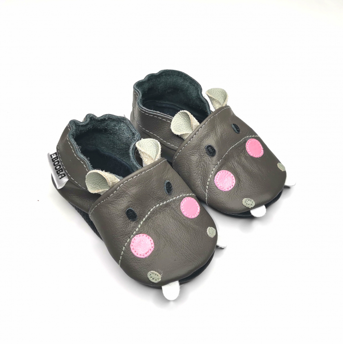 Botosei din piele naturala, cu Model HIPOPOTAM GRI. [7]