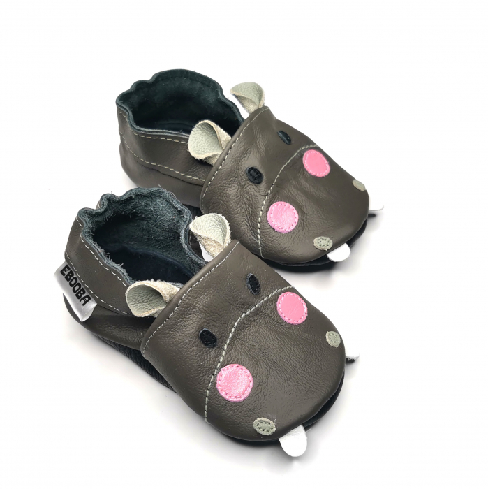 Botosei din piele naturala, cu Model HIPOPOTAM GRI. [8]