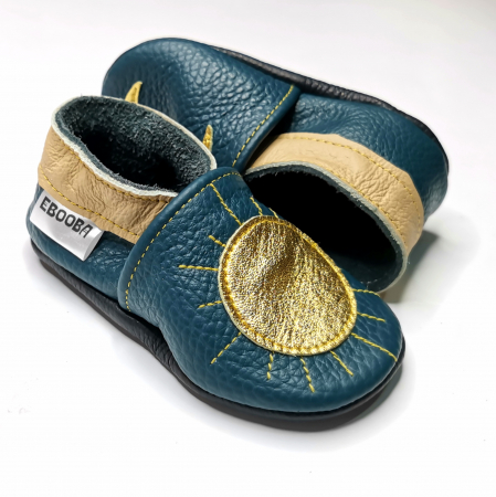 Botosei Fetite - Botosei din piele naturala, cu Model SOARE-LUNA