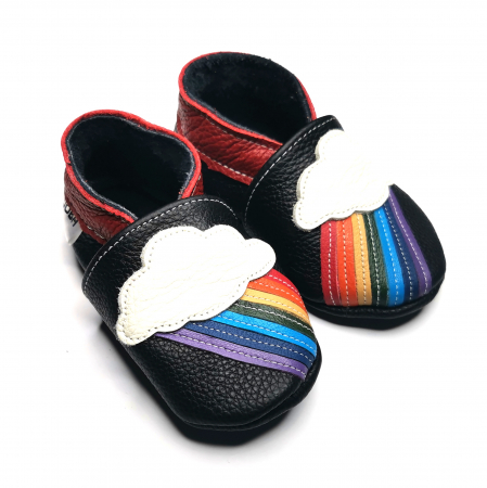 Botosei Fetite - Botosei din piele naturala, cu Model CURCUBEU NEGRU.