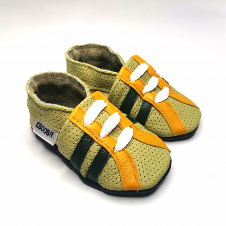 Botosei Fetite - Botosei din piele naturala, cu Model TENIS ORANGE.