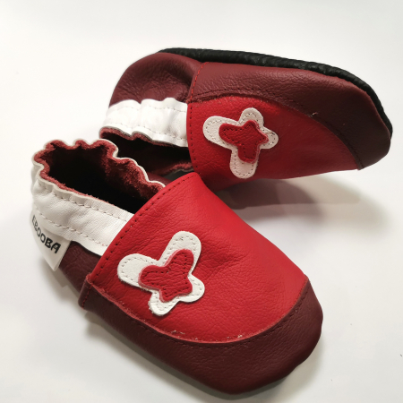 Botosei din piele naturala, cu Model FLUTURE ROSU. [0]