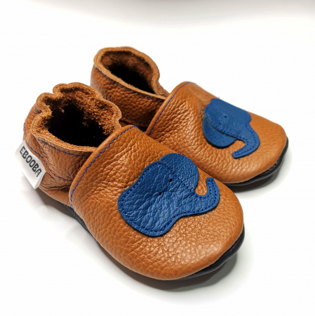 Botosei Fetite - Botosei din piele naturala, cu Model ELEFANT ALBASTRU.