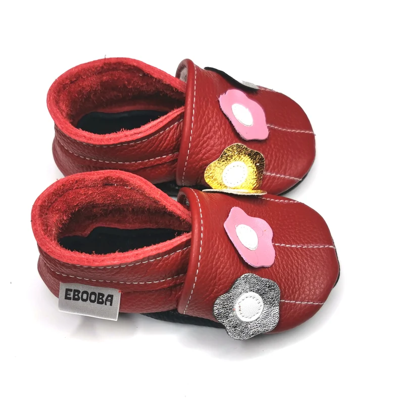 Botosei din piele naturala, cu Model FLORI ROSU. [4]