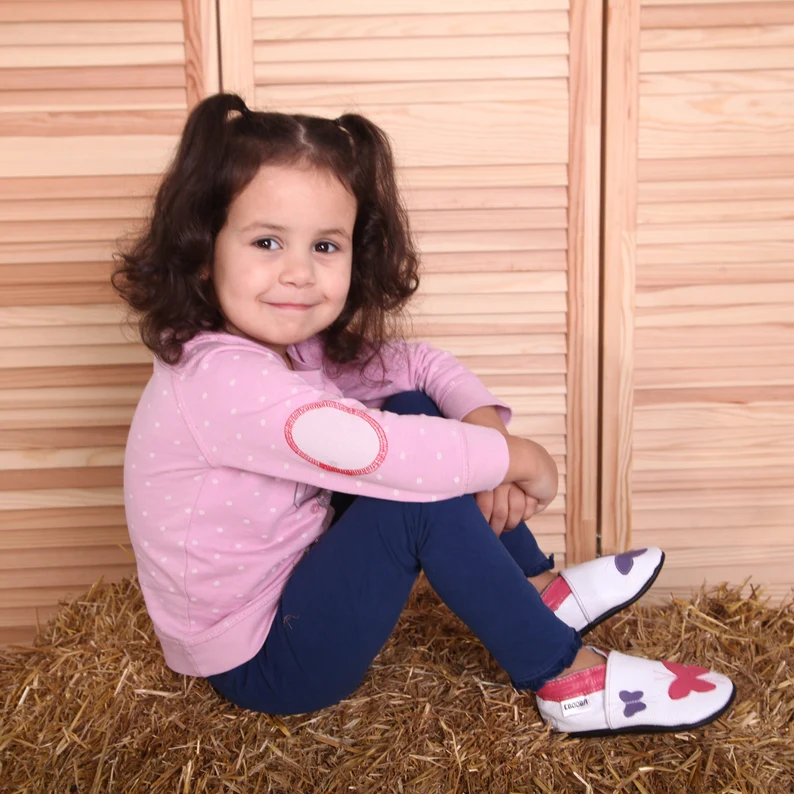 Botosei din piele naturala, cu Model FLUTURE ALB. [13]