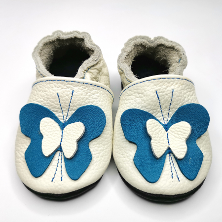 Botosei din piele naturala, cu Model FLUTURE 3D ALBASTRU [3]