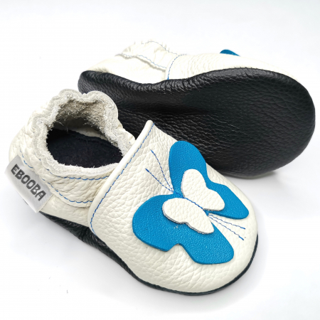 Botosei din piele naturala, cu Model FLUTURE 3D ALBASTRU [6]