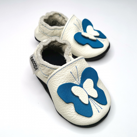 Botosei din piele naturala, cu Model FLUTURE 3D ALBASTRU [11]