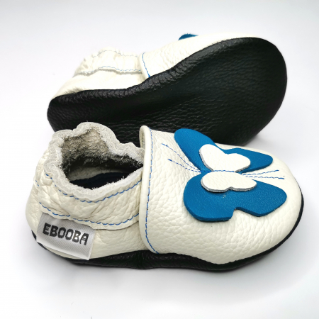 Botosei din piele naturala, cu Model FLUTURE 3D ALBASTRU [12]