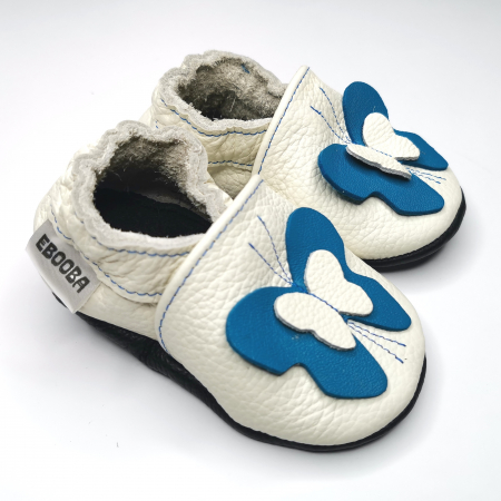 Botosei din piele naturala, cu Model FLUTURE 3D ALBASTRU [13]