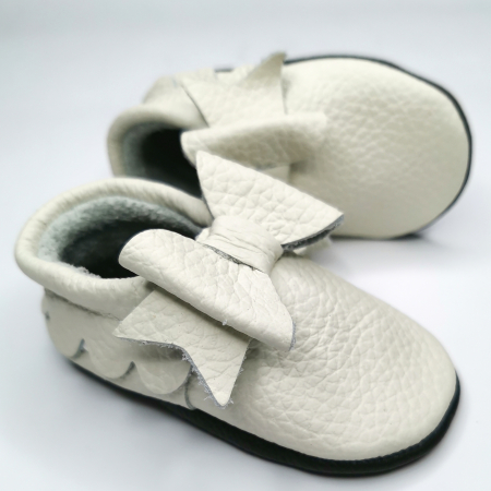 Botosei din piele naturala, cu Model FUNDITA ALB. [2]