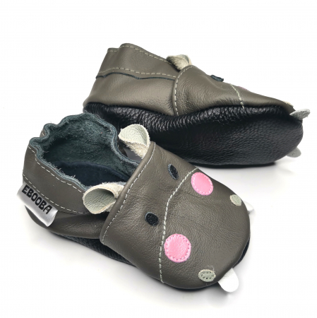 Botosei din piele naturala, cu Model HIPOPOTAM GRI. [10]