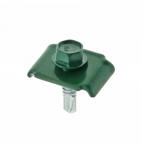 Stâlpi și cleme - Clema verde fixare panou gard cu șurub autoforant