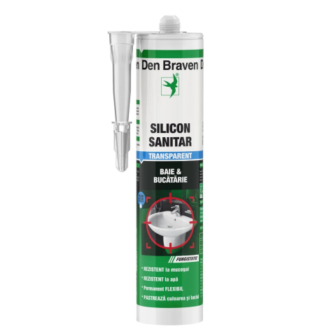 Spumă poliuretanică și siliconi - Silicon sanitar transparent 280ml Den Braven