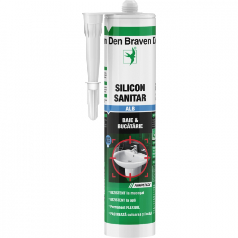 Spumă poliuretanică și siliconi - Silicon sanitar alb 280ml Den Braven