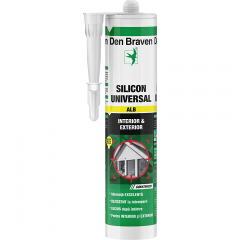Spumă poliuretanică și siliconi - Silicon universal int/ext alb 280ml Den Braven