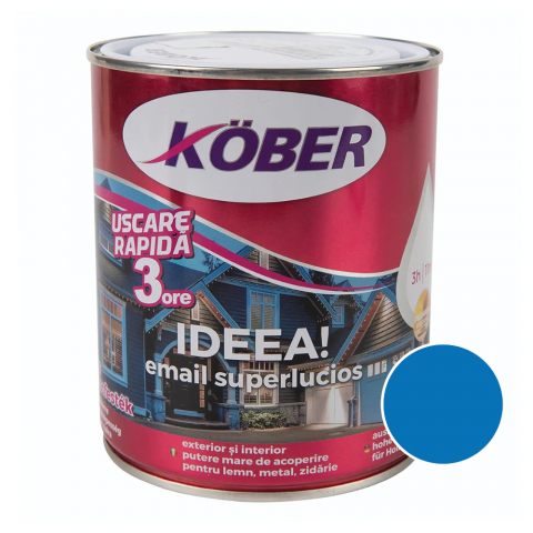 Vopsele și emailuri - Vopsea email superlucios Kober Ideea metal/lemn int/ext albastru 0.75L