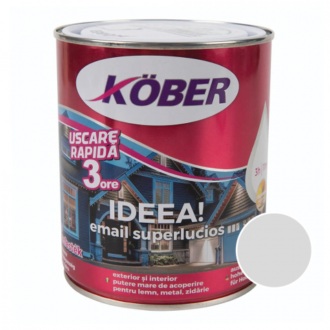 Vopsele și emailuri - Vopsea email superlucios Kober Ideea metal/lemn int/ext gri deschis 0.75L