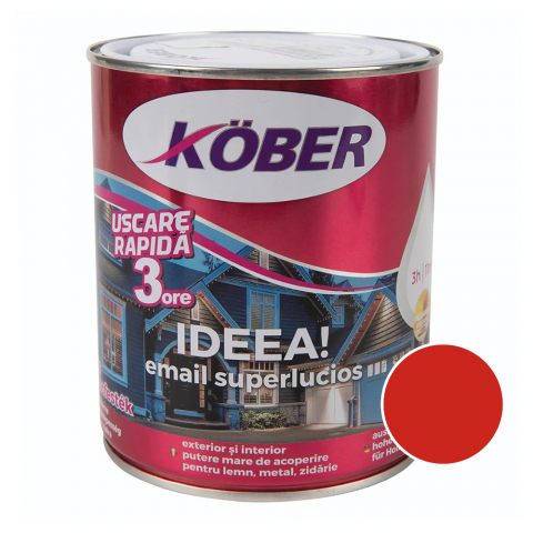 Vopsele și emailuri - Vopsea email superlucios Kober Ideea metal/lemn int/ext rosu 0.75L