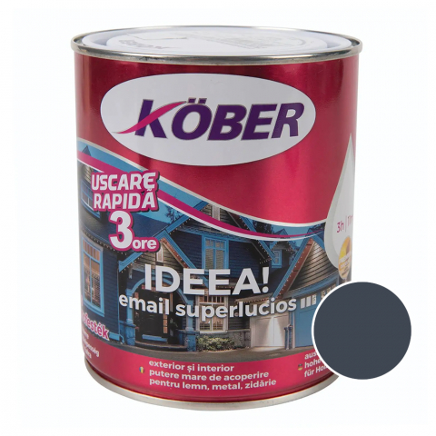 Vopsele și emailuri - Vopsea email superlucios Kober Ideea metal/lemn int/ext gri antracit 0.75L